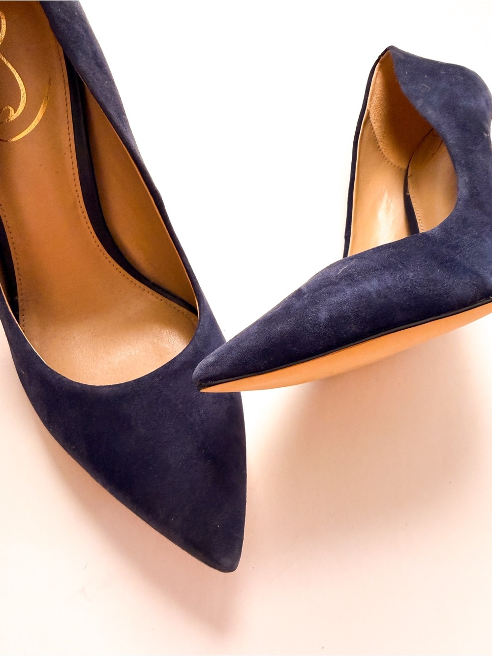Sam Edelman Hazel Navy Blue Suede Leather Pointed-Toe Stiletto Pump Heels 7.5 - Picture 6 of 6